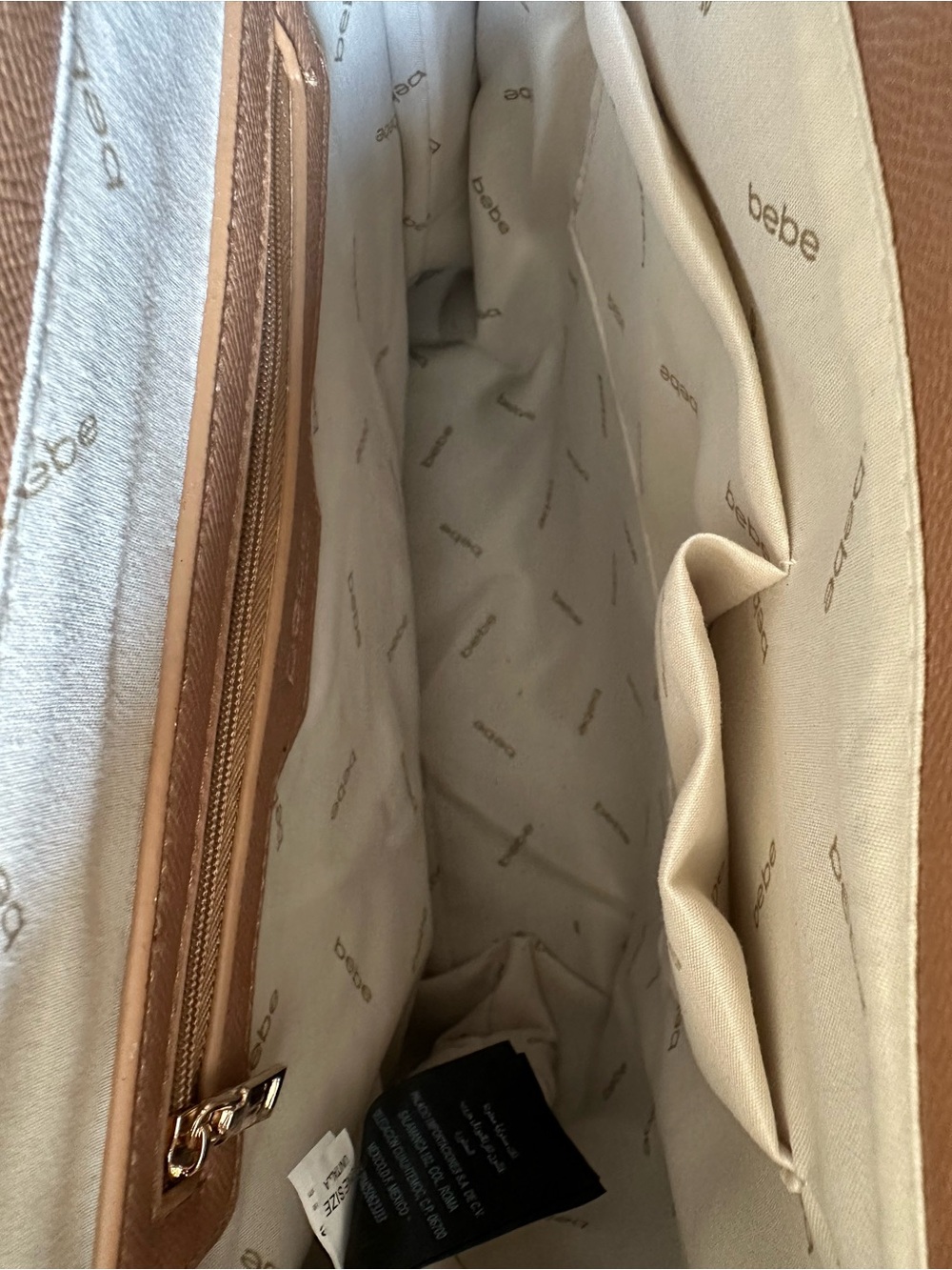 *ON HOLD* -bebe Tan Tote with Pink & Cream - NWT - Picture 4 of 7